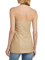 Avani Faux-Leather Strapless Bustier Top