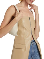 Avani Faux-Leather Strapless Bustier Top