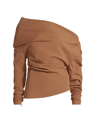 Off-The-Shouder Asymmetric Long-Sleeve Top