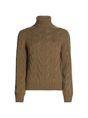 Napier Cable-Knit Cashmere Turtleneck Sweater