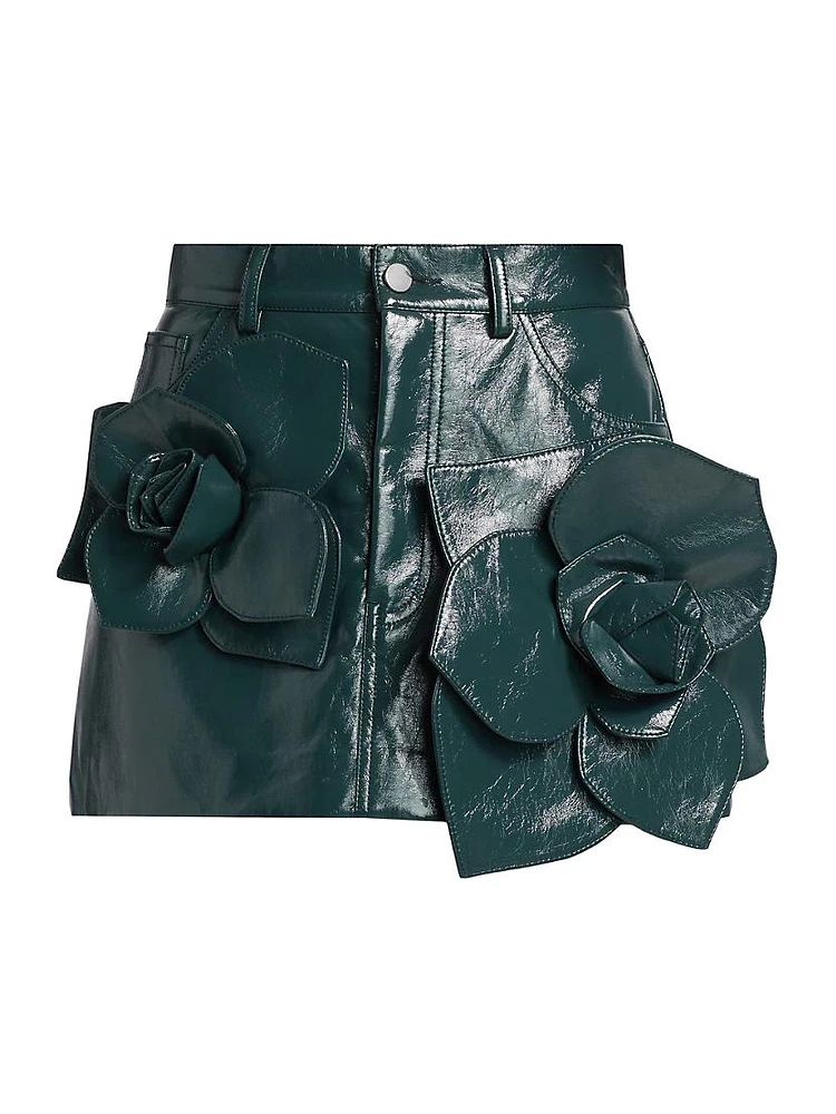 Lucia Floral Faux Leather Skirt