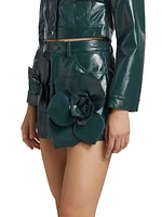 Lucia Floral Faux Leather Skirt