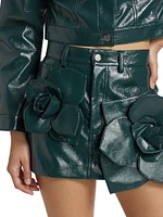 Lucia Floral Faux Leather Skirt