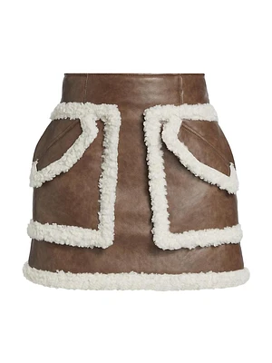 Cherry Sherpa-Trim Miniskirt