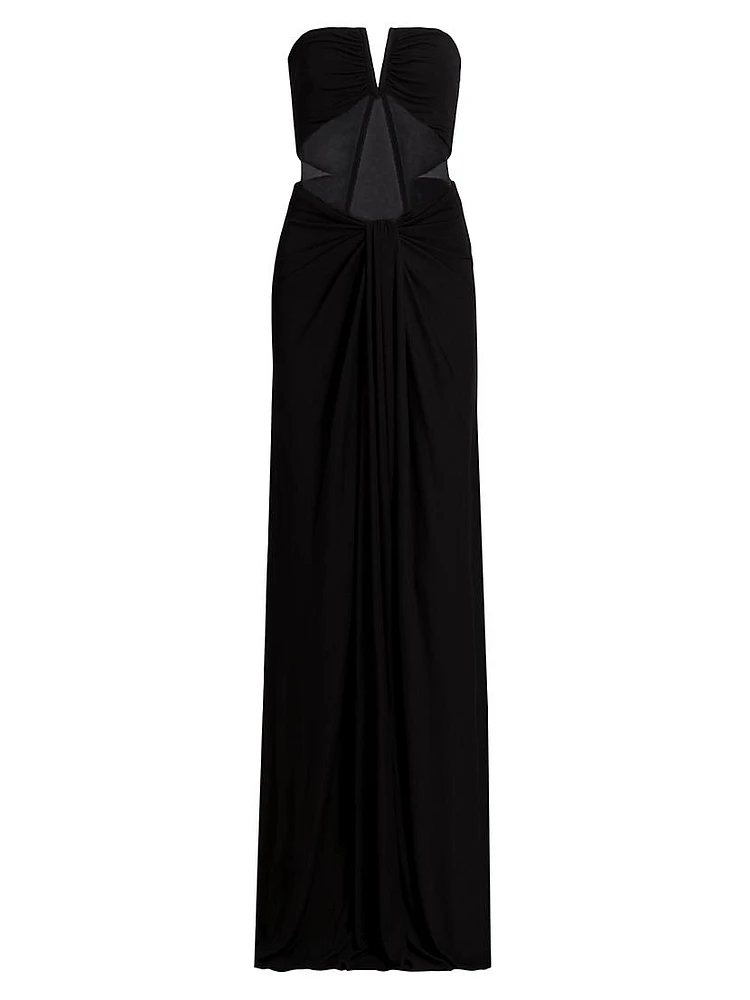 Mabel Sheer Panel Strapless Gown