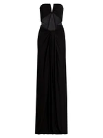 Mabel Sheer Panel Strapless Gown