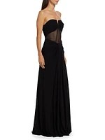 Mabel Sheer Panel Strapless Gown