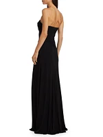 Mabel Sheer Panel Strapless Gown