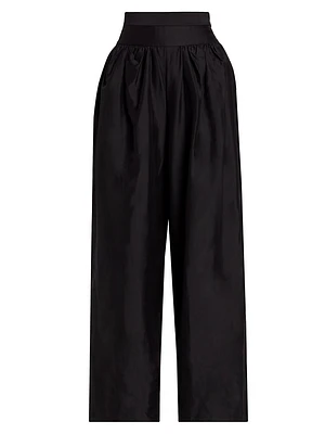 Nyla Wide-Leg Taffeta Pants