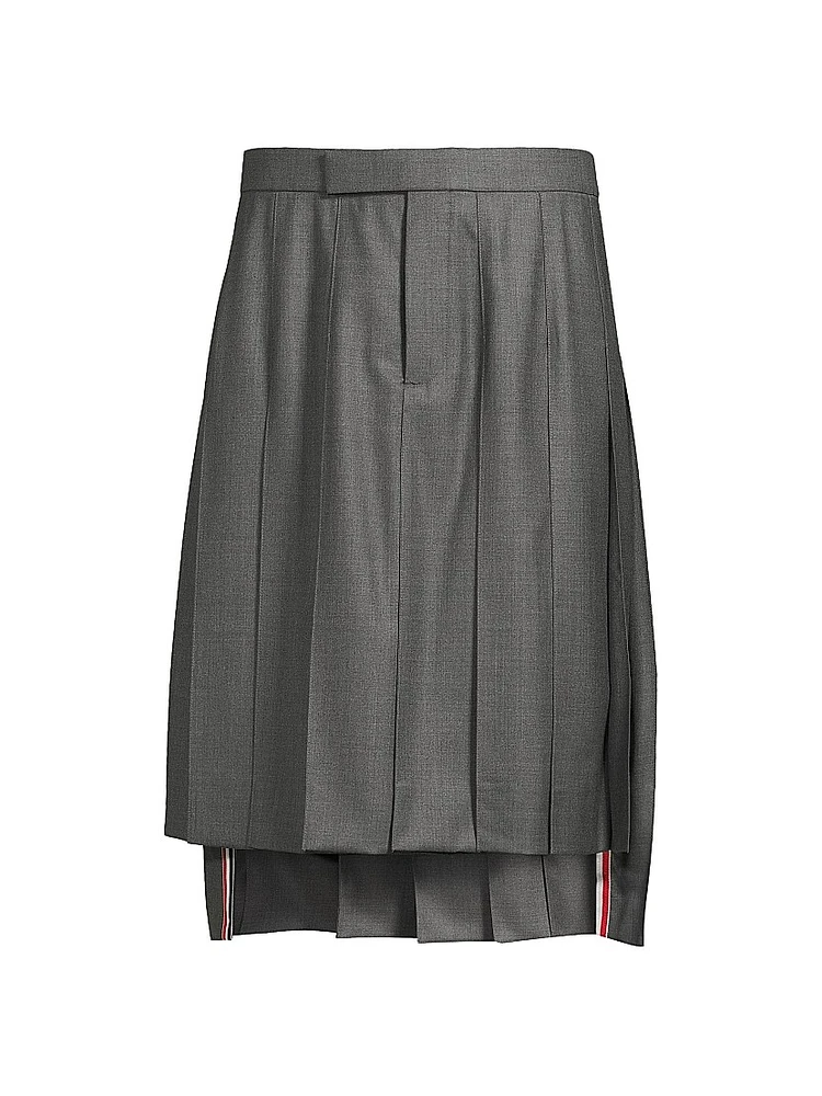 Pleated Wool Twill Skirt