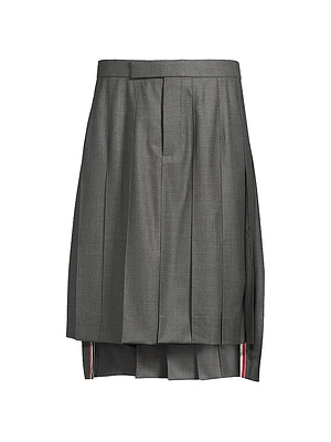 Pleated Wool Twill Skirt