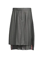Pleated Wool Twill Skirt
