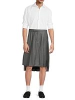 Pleated Wool Twill Skirt