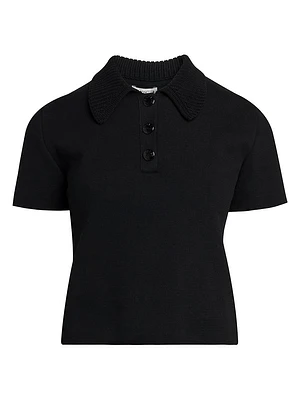 Short Sleeve Polo Shirt with Knit Collar