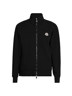 Zip-Up Cardigan with Logo Patch