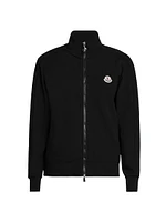 Zip-Up Cardigan with Logo Patch