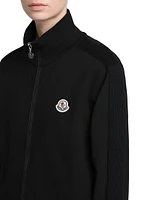 Zip-Up Cardigan with Logo Patch