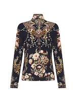 Floral Jersey Knit Turtleneck Top