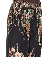 Floral Silk Wide-Leg Pants