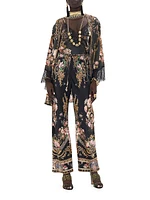 Floral Silk Wide-Leg Pants