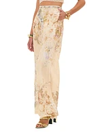 Floral Silk-Blend Wide Leg Pants