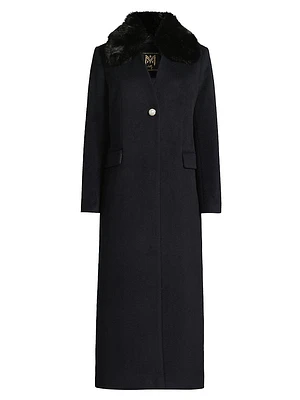 Faux Fur Collar Wool-Blend Coat