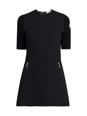 Slim Fit Jersey Short Dress with Ribbed Sleeves