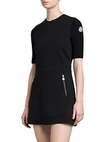 Slim Fit Jersey Short Dress with Ribbed Sleeves