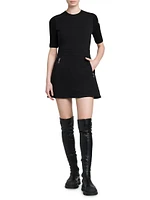 Slim Fit Jersey Short Dress with Ribbed Sleeves