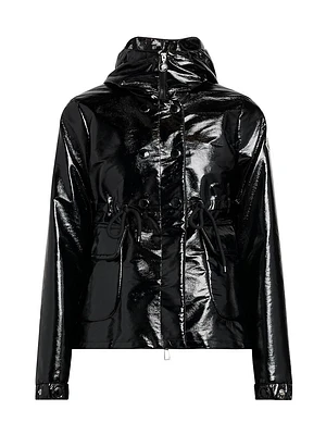 Agnou Hooded Glossy Textured Jacket