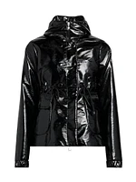 Agnou Hooded Glossy Textured Jacket