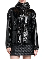 Agnou Hooded Glossy Textured Jacket