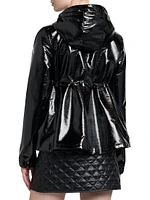 Agnou Hooded Glossy Textured Jacket