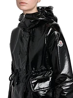 Agnou Hooded Glossy Textured Jacket