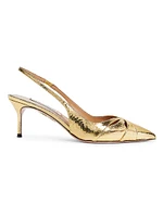 Moves 65MM Snake-Embossed Metallic Leather Slingback Pumps