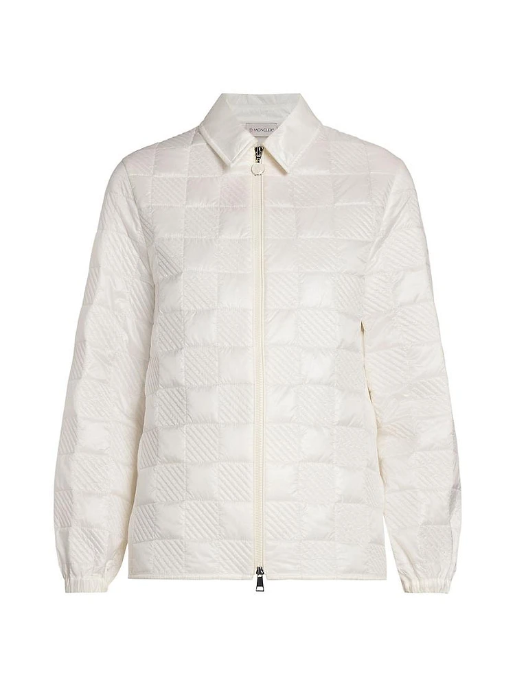 Checkered Quilted Nylon Shirt Jacket