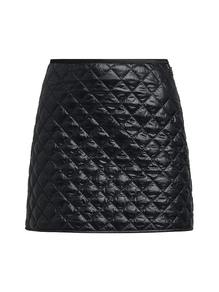 Diamond Quilted Nylon Short Skirt