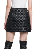 Diamond Quilted Nylon Short Skirt