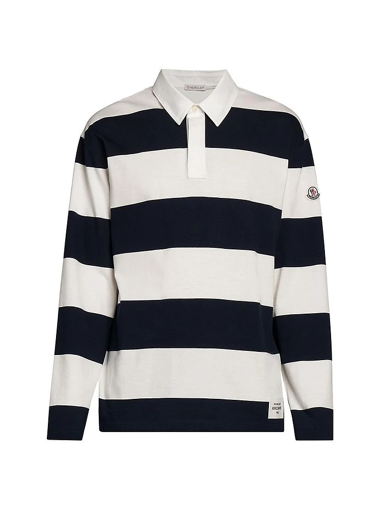 Long Sleeve Striped Rugby Polo Shirt