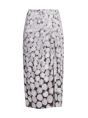 Sampa Draped Printed Midi-Skirt