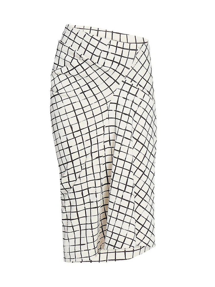 Harens Graphic Cotton Seamed Midi-Skirt