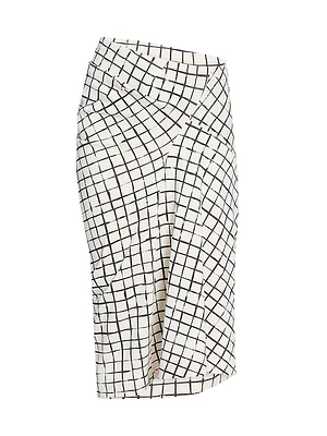 Harens Graphic Cotton Seamed Midi-Skirt