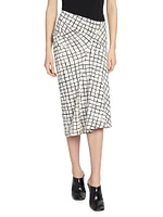 Harens Graphic Cotton Seamed Midi-Skirt