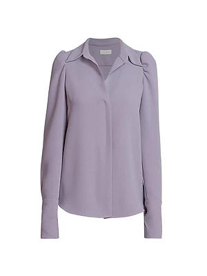 Celindra Crepe Puff-Sleeve Shirt