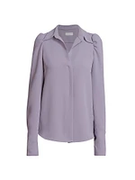 Celindra Crepe Puff-Sleeve Shirt