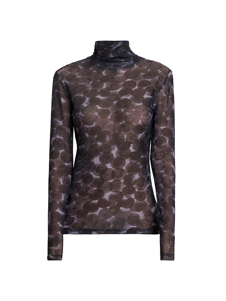 Hoyser Polka Dot Mesh Turtleneck