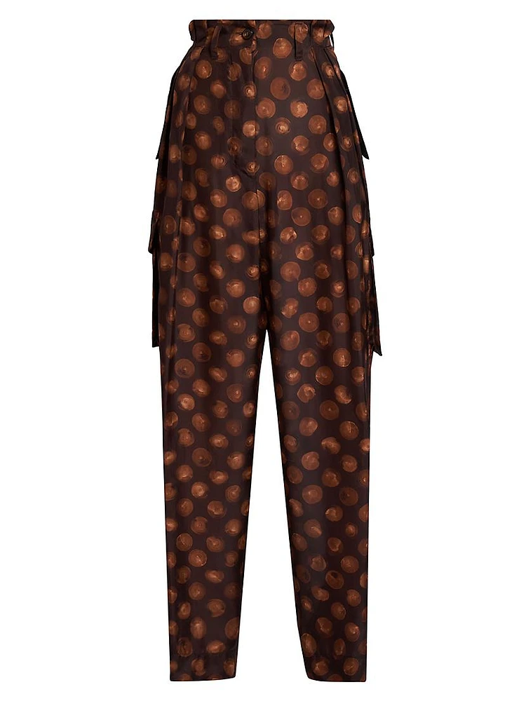 Polkam Polka Dot Silk Cargo Pants