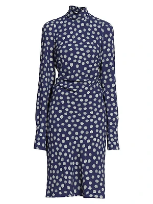 Delvet Polka Dot Turtleneck Dress