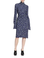 Delvet Polka Dot Turtleneck Dress