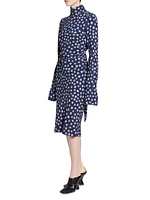 Delvet Polka Dot Turtleneck Dress